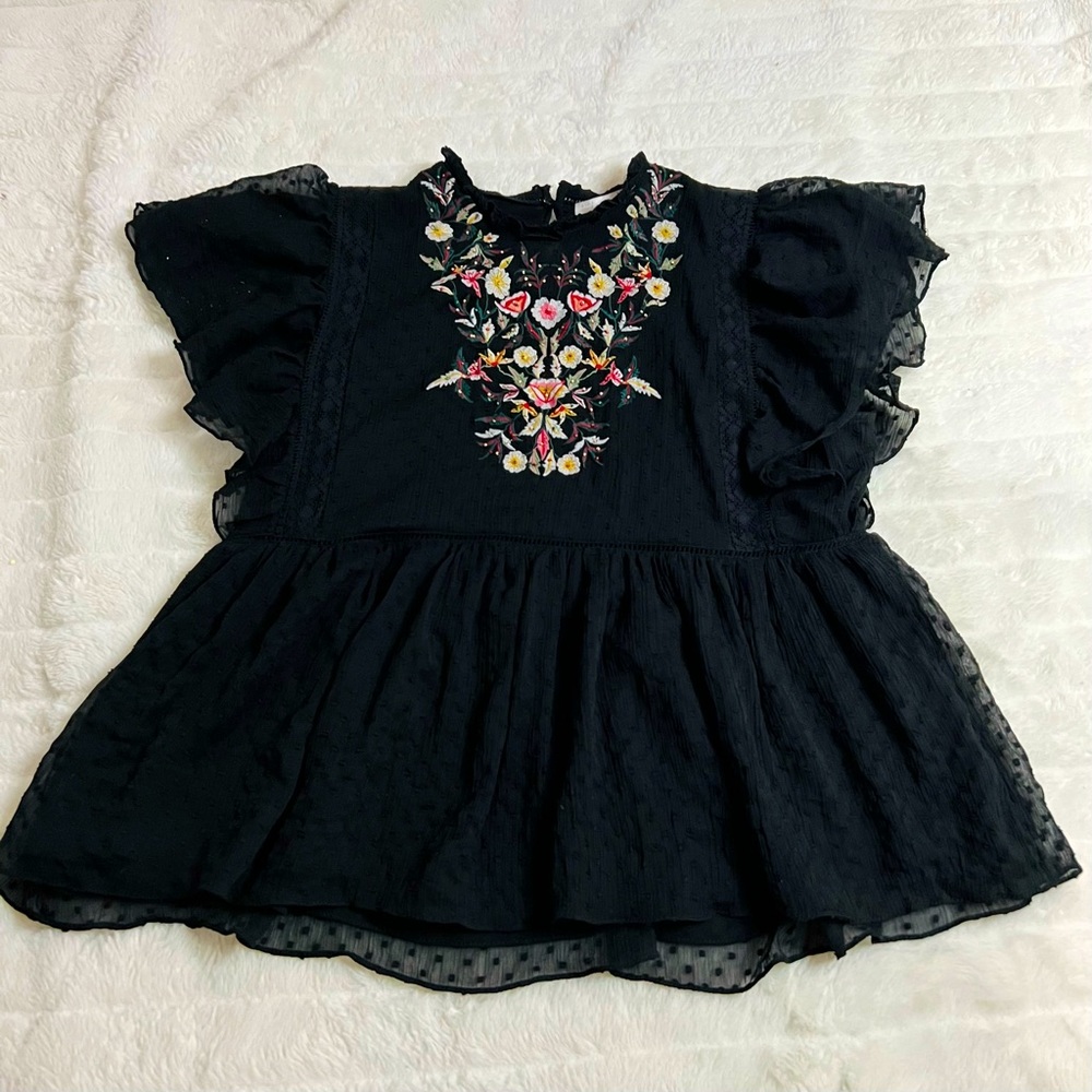 Zara Embroidered Top Sz L